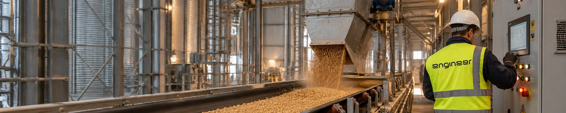 Jonavos Grūdai — grain conveyor and control panel